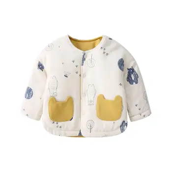 

Pureborn Toddler Reversible Unisex Baby Jacket Quilted Cotton Lined Cartoon Bear Baby Boy Girl Coat Winter Clothes Outerwear