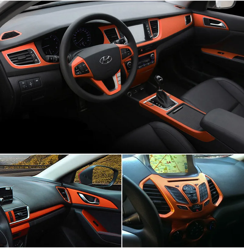 Brushed Metallic Orange Vinyl Wrap Sticker-7