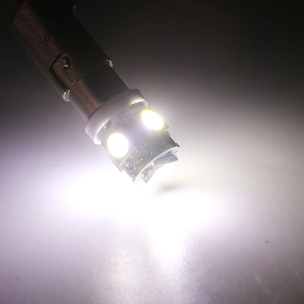 100 шт. BA9S W6W 5050 5 SMD 60lm потолочные светильник башня автомобиль Габаритные фары светодиодный лампы Автоматическая лампа для чтения 12V Клин маркер светильник - Испускаемый цвет: Белый