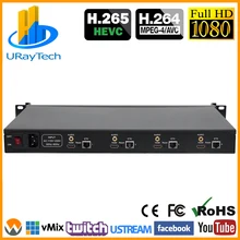 1U стойка 4 канала HEVC H.265 H.264 HDMI IP видео потокового кодировщика 4 в 1 IPTV кодировщик H265 4-канальный живой поток кодировщик RTMP