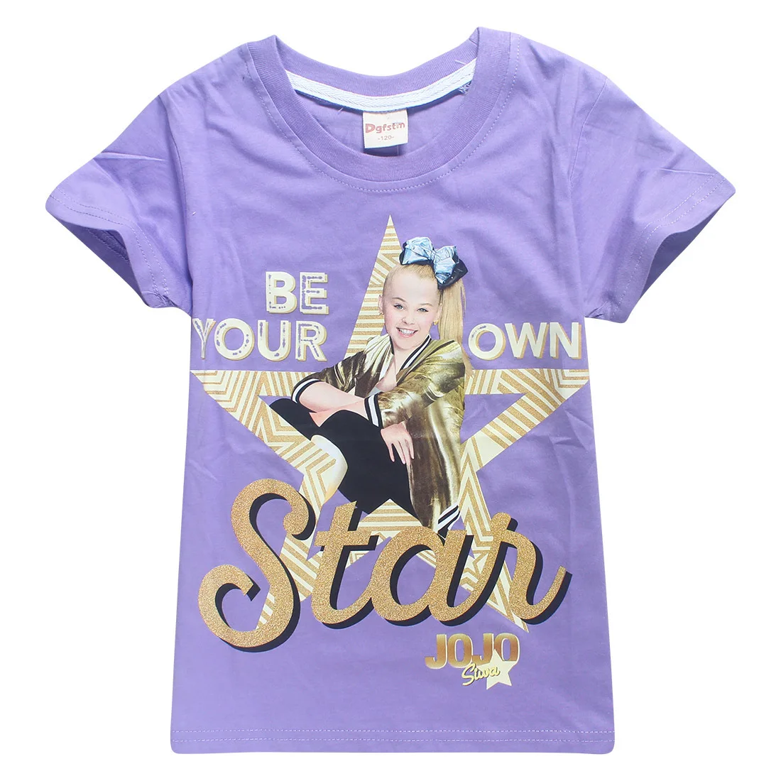 JOJO SIWA/фиолетовые хлопковые футболки для девочек; летняя футболка с короткими рукавами для детей; футболка для маленьких девочек; подростковые Топы; детская одежда - Цвет: T8361-purple