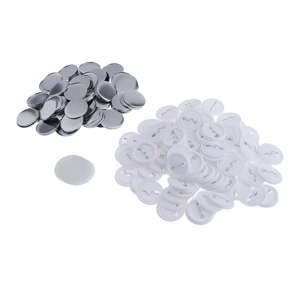 100 Sets Pin Back Button Parts for Badge Maker Machine Button Made DIY Crafts and Children's Craft Activities (44mm)