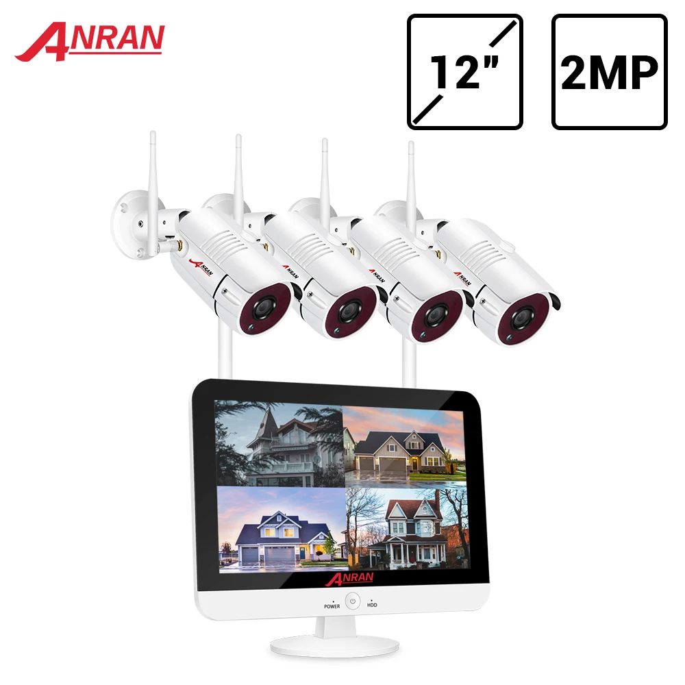 ANRAN комплект видеонаблюдения 1080P WIFI CCTV система 12 дюймовый монитор NVR камера