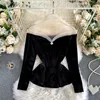 New Autumn Women Gold Velvet Blouse Girl Mesh Patchwork Shirt Spring Long Sleeve Blousas Basic Tops Pullovers Bottomings WZ1268 1