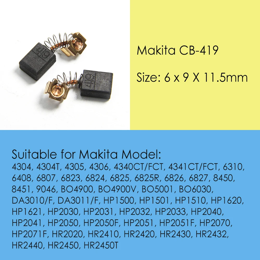 20Pcs 8/32" x 12/32" x 16/32" Motor Carbon Brushes Makita Series CB-419 