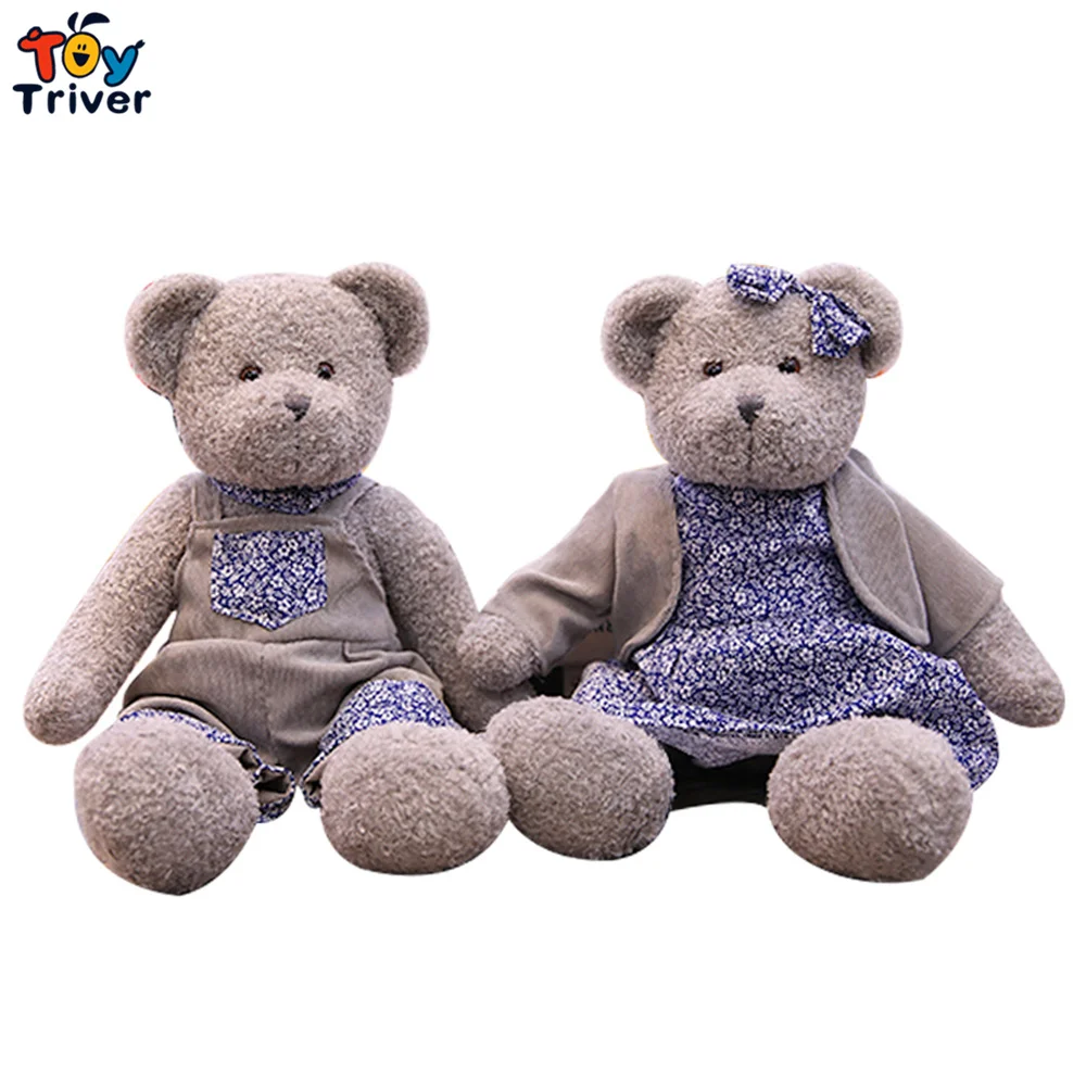 Kawaii Couple Teddy Bear Stuffed Animal Doll Plush Toy Triver Baby Kids Girl Birthday Christmas Gift 1