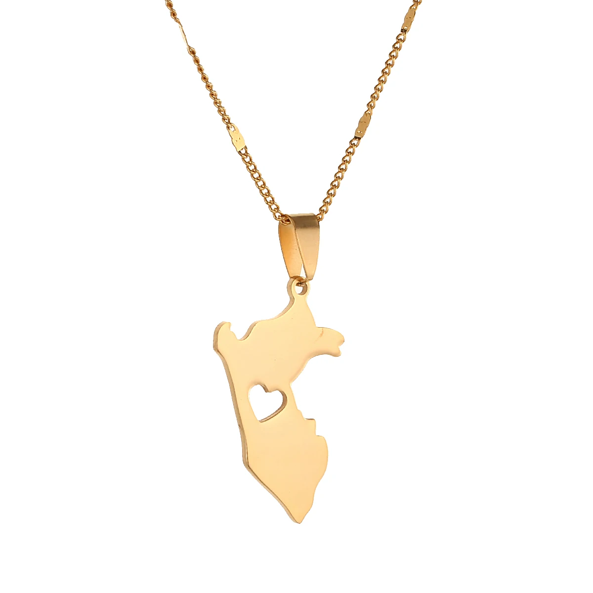 Stainless Steel Peru Map Pendant Necklaces Map Of Peru Heart Chain Jewelry
