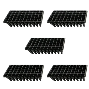 

5 Pcs Deep Cone Shape Seedling Tray Sprout Plate 50 Cells Nursery Pots Tray for Home Gardening Bonsai DIY (Black, 140g)