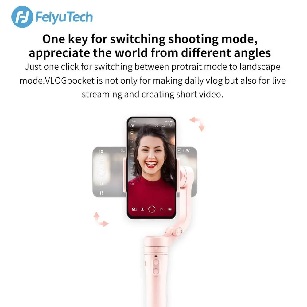  FeiyuTech Vlog PocketVimble 23-Axis Foldable Smartphone Gimbal Stabilizer for iPhone Xs Max Xr X 8 