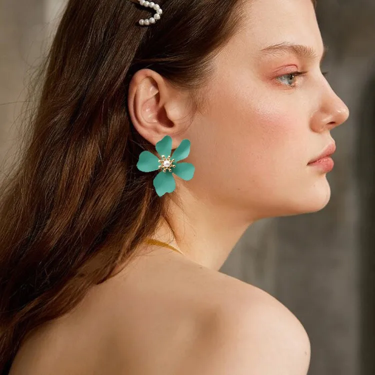 

Geometric Statement Flower Earrings for Women Fashion Trendy Cute Charms Elegant Drop Stud Earring Jewelry Gift for Girls