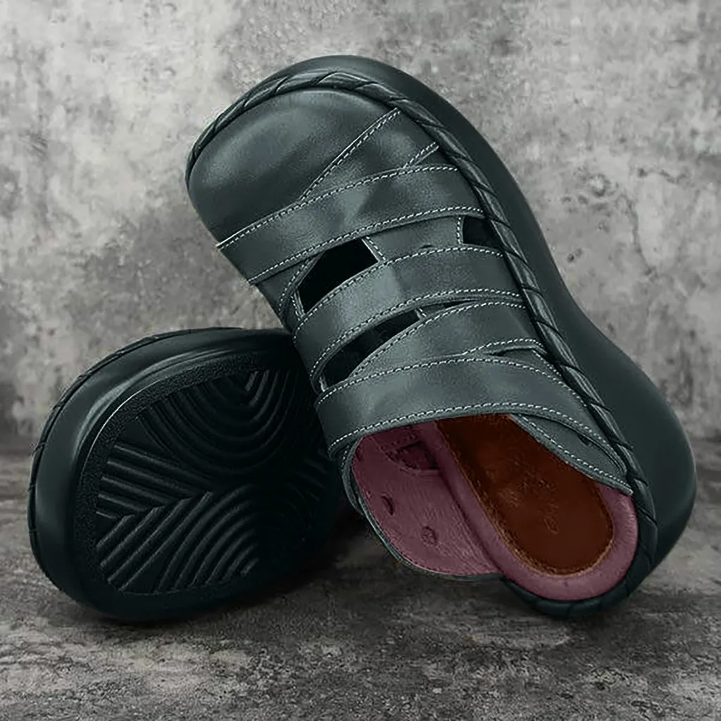 

Plus Size Rome Sandals For Women Summer Casual Leather Shoes Female Gladiator Sandal Slip On Low Heel Retro Ethnic Sandalias