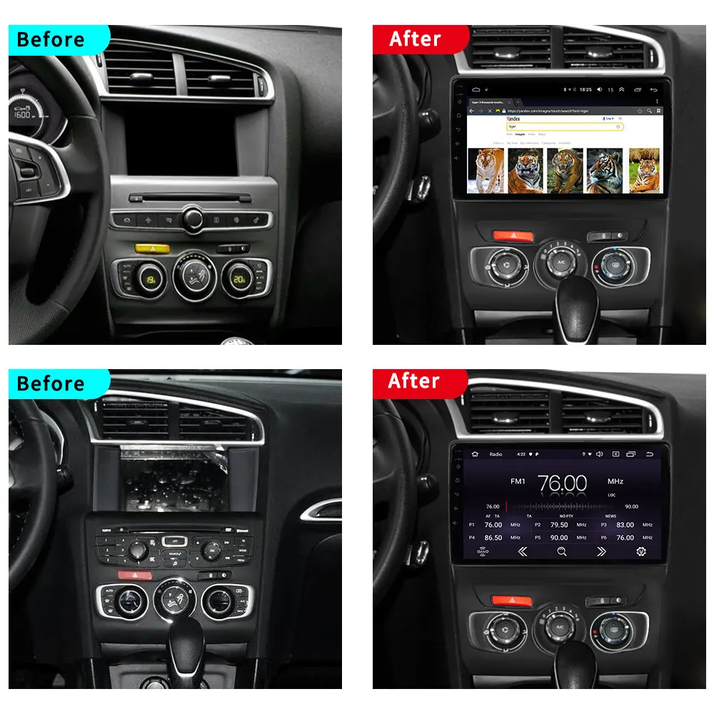  EKIY 10.1' IPS Android 9.0 Car Radio Multimedia Auto For Citroen C4 2013 2014 2015 2016 Stereo GPS 
