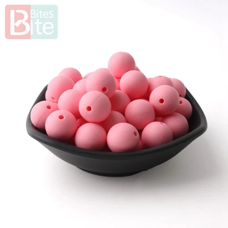 pale pink Кусачки 50 шт. силиконовые бусины 12 мм Экологичное Сенсорное ожерелье-прорезыватель пищевого класса Мама Кормящих DIY Ювелирные изделия Детские трофеи игрушки - Цвет: pale pink