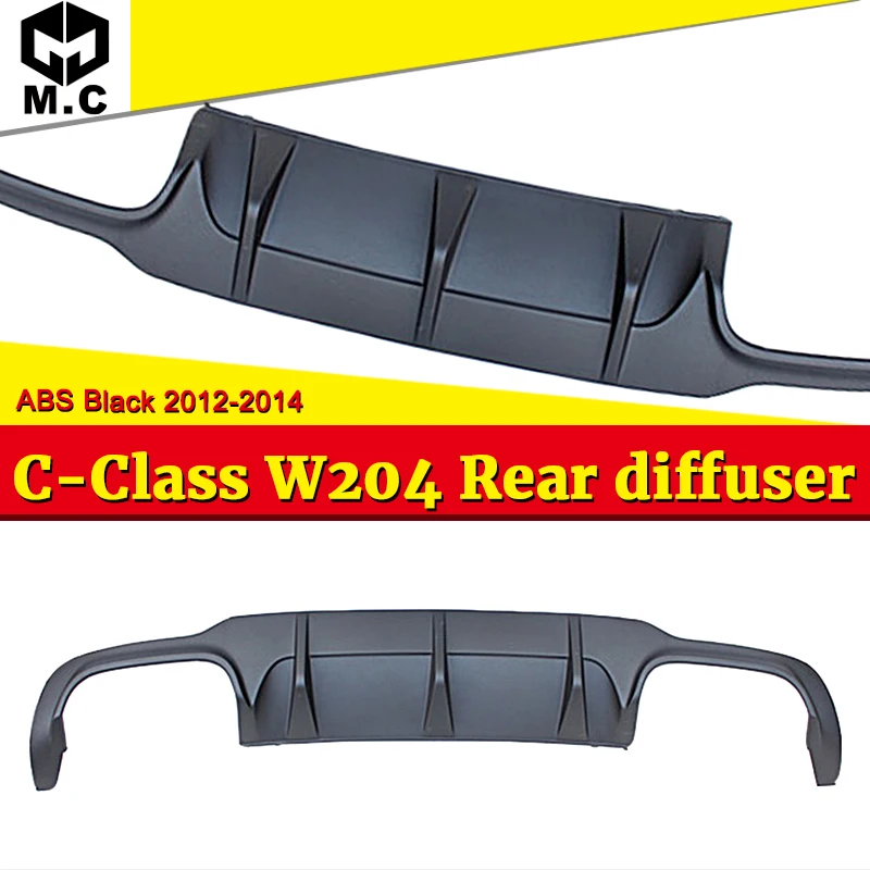 

Fits For Benz W204 rear diffuser ABS Material No hole Black rear bumper lip diffuser C Class C180 C200 C250 Look diffuser 12-14