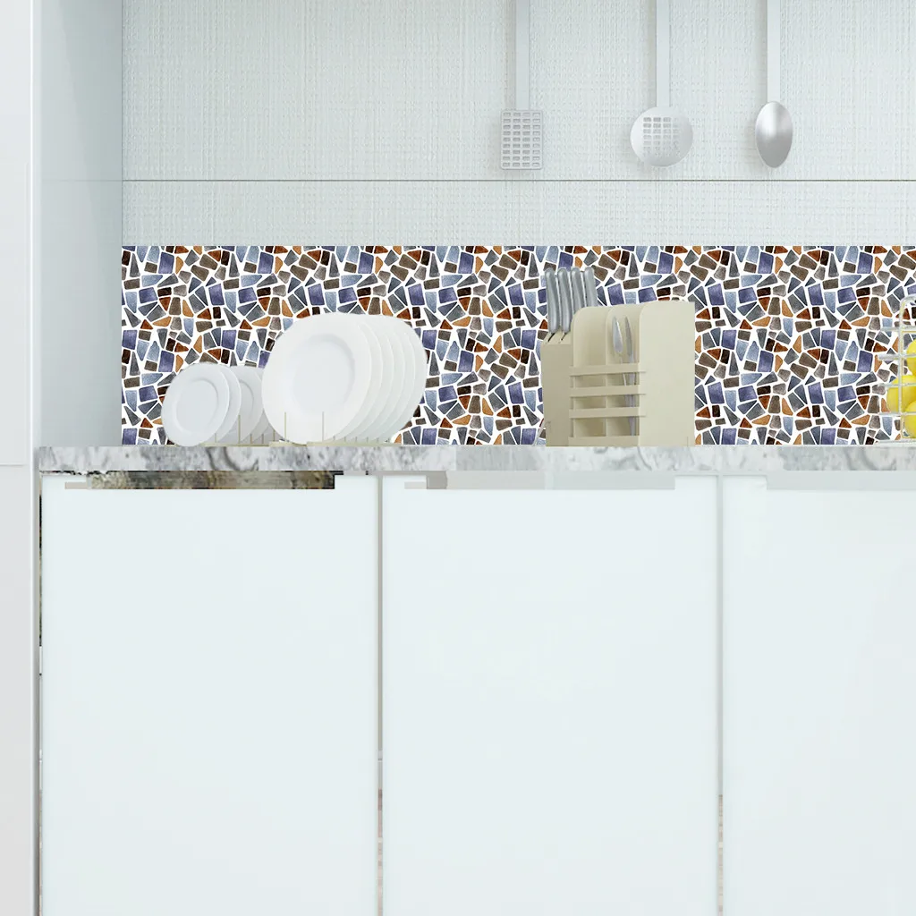 6 шт. 3D Мозаика водостойкая Настенная Наклейка для ванной кухни ПВХ Обои DIY самоклеящаяся декоративная стеновая плитка наклейка s 20 см* 20 см# LR1
