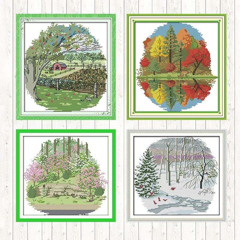 Suburban Four Seasons 14ct 11ct Набор для вышивки на холсте с принтом крест пакет стежка DIY