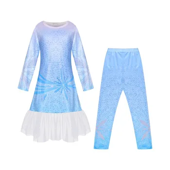 

Anime Cosplay Elsa Costume Halloween Dress+Pant Children's Clothes Carnival Christmas Party Dress Movie Clothing E33K45