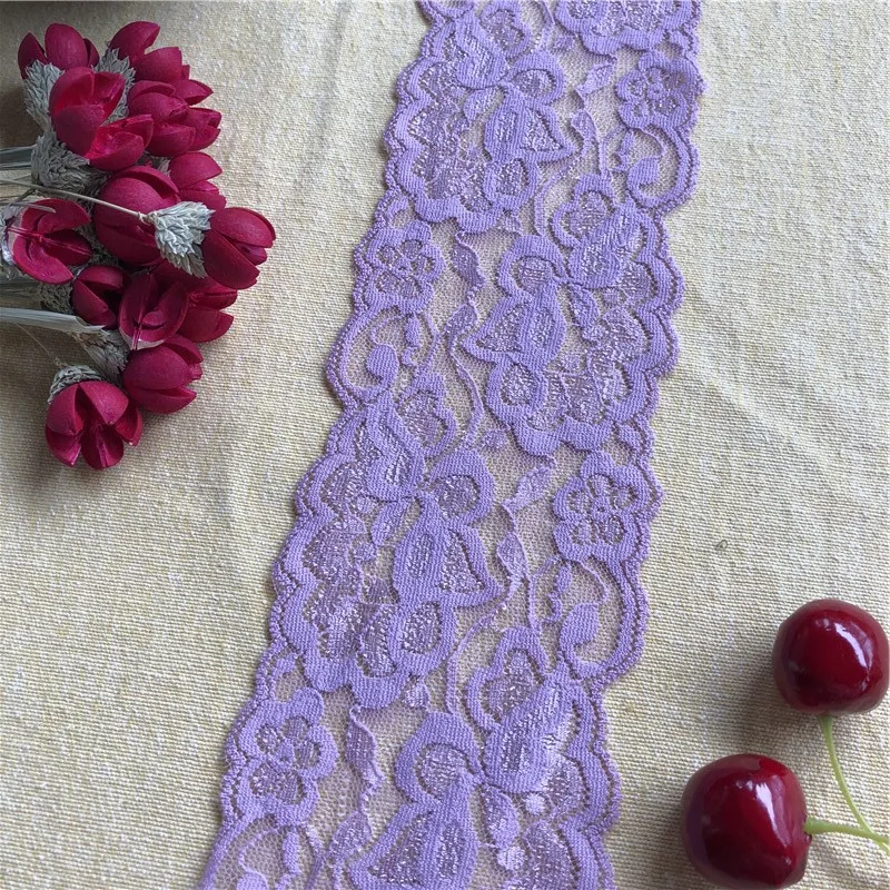 Lavender 1 Meter S1960 8cm DIY Handmade Hair Decoration Wide Elastic Lace Ribbon Stretch Trimmings Wedding Dress Skirt | Дом и сад