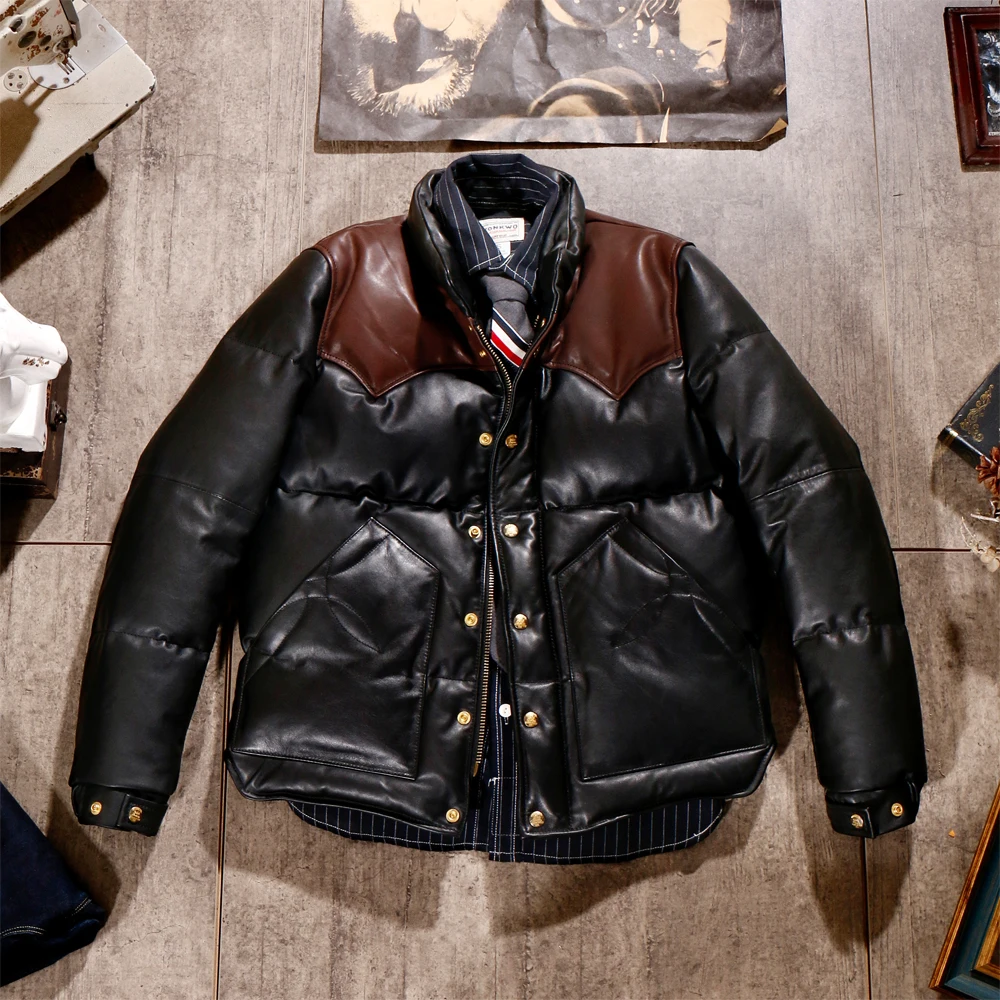 

Italian calfskin bear luxury huge warm California thickening leather jacket