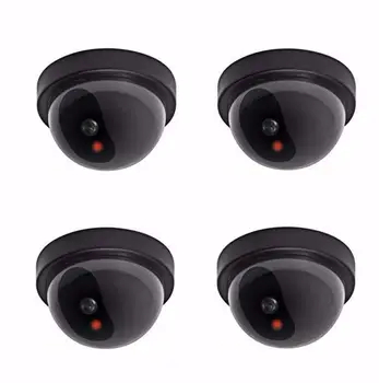 

4X W/ Flashing Red LED Light Dummy Fake Surveillance CCTV Security Dome Camera