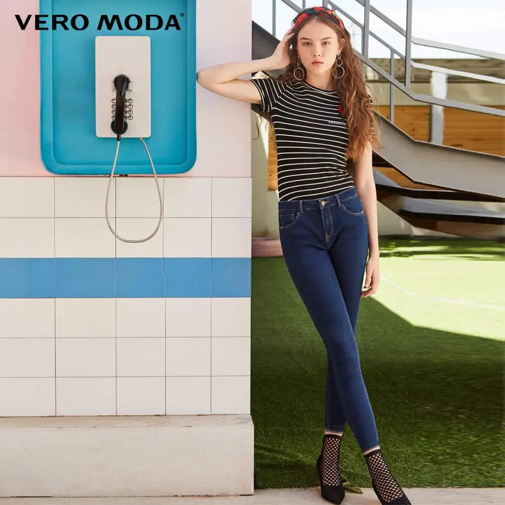 Indigo blue denim Vero Moda Новое поступление женские облегающие укороченные джинсы с ворсистой подкладкой | 318349555 - Цвет: Indigo blue denim