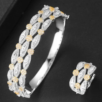 

GODKI 2019 Hot Charms 3 Rows Bamboo Dubai Jewelry Sets Cubic Zirconia Bangle/Ring For Women Brand Nigerian Wedding Jewelry Sets