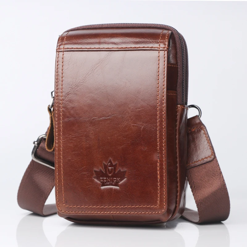 

Genuine Leather Small Square Bag Men's High Quality Multi-Function Messenger Bag Retro Business Office Mobile Phone Storage ksk
