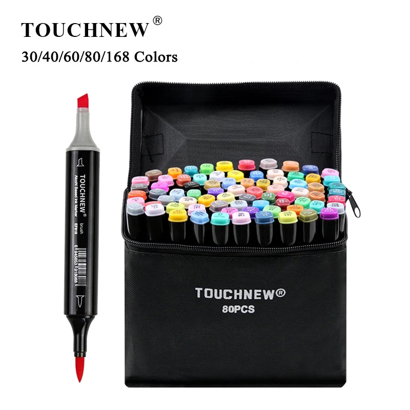

TOUCHNEW 30//40/60/80 Soft Brush Markers Pen Set Sketch Brush Markers Alcohol Based Manga Drawing Animation Art Supplies