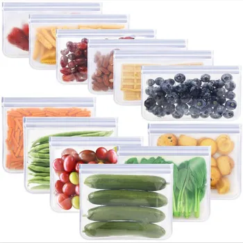 

10Pcs/Set Silicone Storage Bag Food Storage Containers Reusable Silicone Food Storage Bags Stand Up Zip Shut Bag Cup Fresh Bag