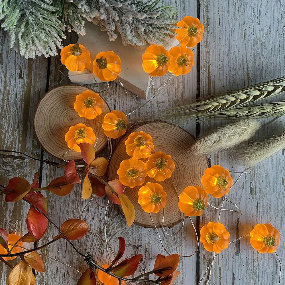 US $12.64 8 Modes 3M 30 LED Pumpkin String Lights Remote Control Halloween 3D Pumpkin Garland For Fall Halloween Thanksgiving Parties