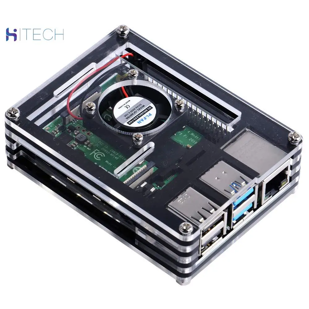 

Raspberry Pi 4B type protection box 9 layer acrylic high quality protection box shell (transparent black)