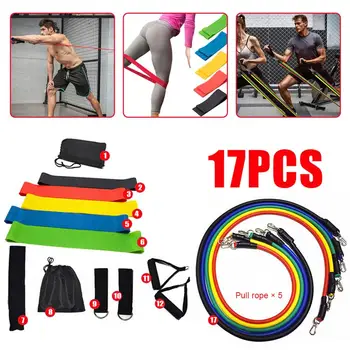 

17 Pcs/Set Latex Resistance Bands Crossfit Training Exercise Yoga Tubes Pull Rope,Rubber Expander Elastic Bands Fitness with Bag
