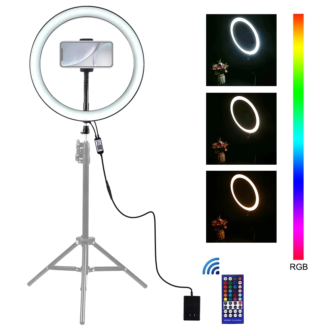 PU411 12 дюймов RGB Dimmable светодиодный кольцевой Vlogging Selfie фотография видео свет с холодным башмаком штатив шаровой головкой и зажимом для телефона