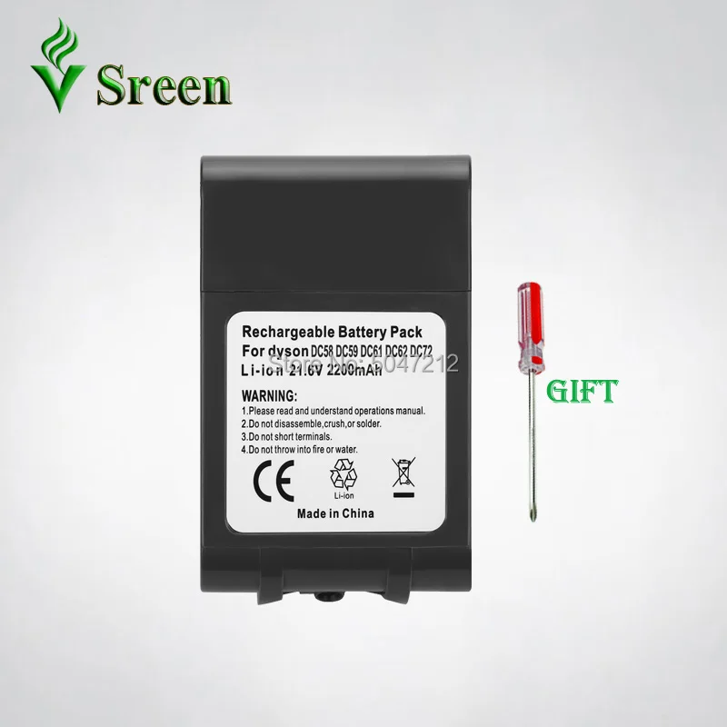 

21.6V 2200mAh V6 Series for DYSON Li-ion Rechargeable Battery Replacement Battery 965874-02 DC61 DC62 DC72 DC58 DC59 DC74