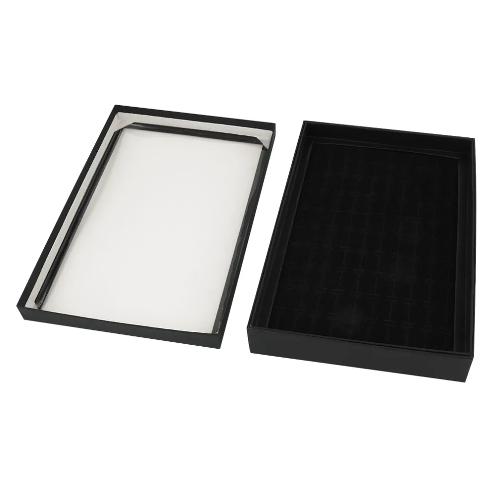 

2016 Popular New 100 Slots Soft Velvet Ring Earrings Display Box Jewelry Tray Storage Case Holder Showcase Organizer with Lid