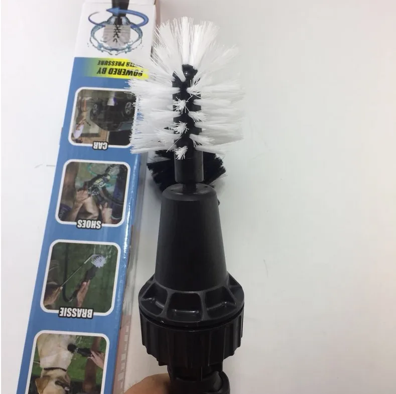 Car Handle Washing Brush Clean Tools Water-driven Rotating Cleaning Brush For Car Motorcycle Bicycle Wheel Tire Rim Brush