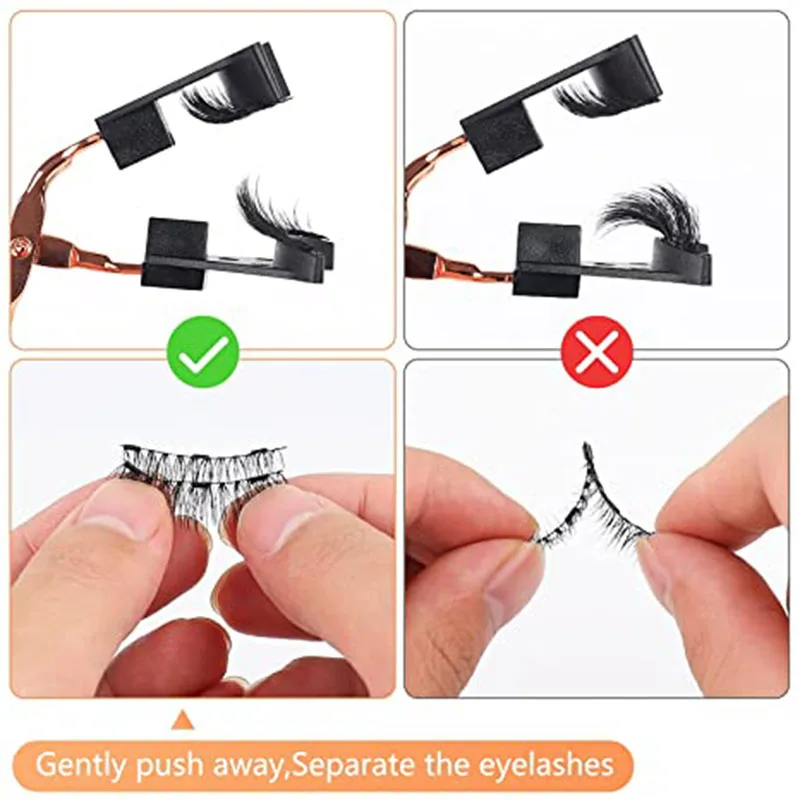 3D Natural Magnetic Eyelashes 2 Pairs 8PCS Handmade Reusable 3 Magnets
