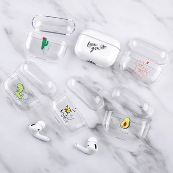 

For Airpods Pro Lovely Cartoon Pattern Transparent Cover Hard PC Earphone Case For Air Pods Pro Charging Box Protector