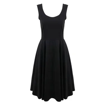 

5384 Amazon Solid Color Retro Waist Hugging off-Shoulder Sundress Big Hemline Dress 2020 New