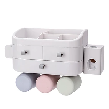 

Toothbrush Holder Bathroom Shelf Free Punching Wall Hanging Suction Cup Type Environmentally Friendly Bathroom Wash Set
