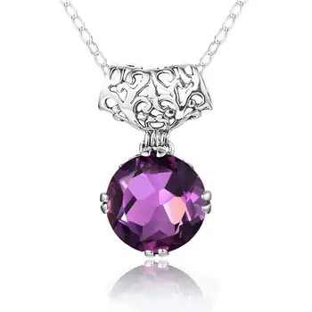 

Szjinao S925 Silver Pendant For Women Gothic Amethyst Pendant Big Gemstone Round Shape Handmade Fine Jewelry For Halloween Party