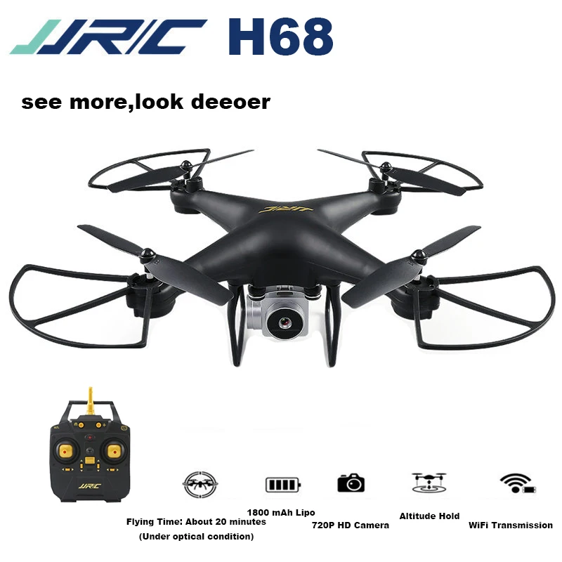 JJRC H68 RC Selfie Drone GPS 20mins 2MP 720P HD Camera Flight Time Quadcopter LED Control WiFi FPV RTF Kids Toys Dropshipping | Игрушки и
