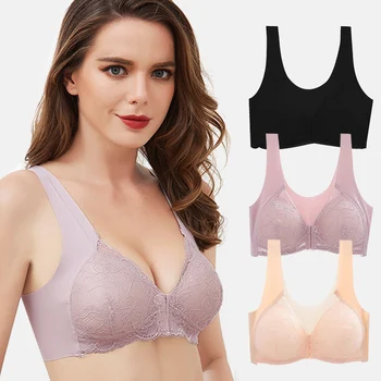 

Sexy lace bra Front Closure Extra-Elastic Breathable Bra Female Vest Push Up Full Cup Sexy Lace Gather Bra