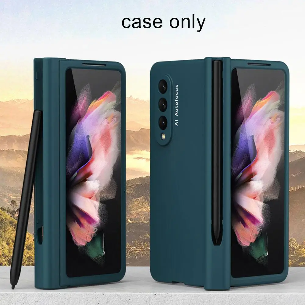 kawaii samsung cases Bản Lề Bảo Vệ Đầy Đủ Với Khe Cắm Bút Capa Dành Cho Samsung Galaxy Samsung Galaxy Z Gấp 3 Ốp Lưng 5G Với Màn Hình Mặt Trước Kính Z Fold3 Nhựa Bìa Cứng silicone case samsung