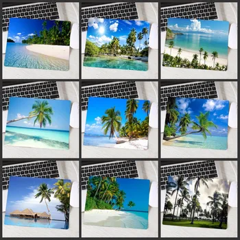 

XGZ Beautiful Sun Beach Coconut Trees Landscape Popular Natural Rubber Washable Large Table Mat Notebook Computer Game Mouse Pad