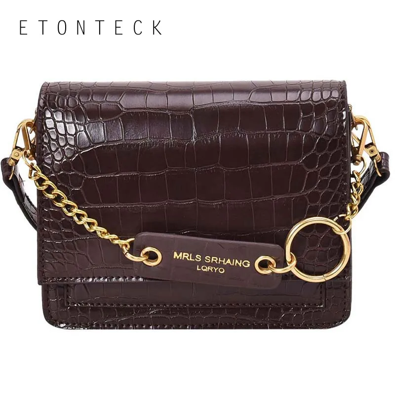 ETONTECK Retro Crocodile Pattern Crossbody Bags for Women 2020 New Fashion Chain Shoulder Messenger Bag Mini Handbag | Багаж и сумки