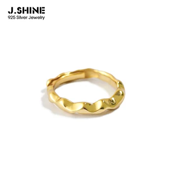 

JShine Korean 925 Sterling Silver Ring 2020 New Minimalist Wave Glossy Adjustable Mid Finger Stackable Ring Silver 925 Jewelry