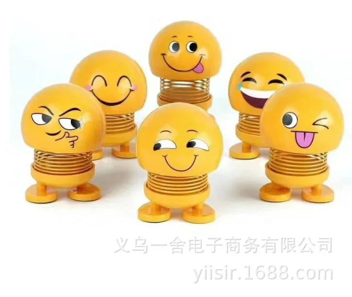 

Car Mounted Rotating Spring Doll Smiley Spring Seed Facial Expression Package Rotating Car Decoration