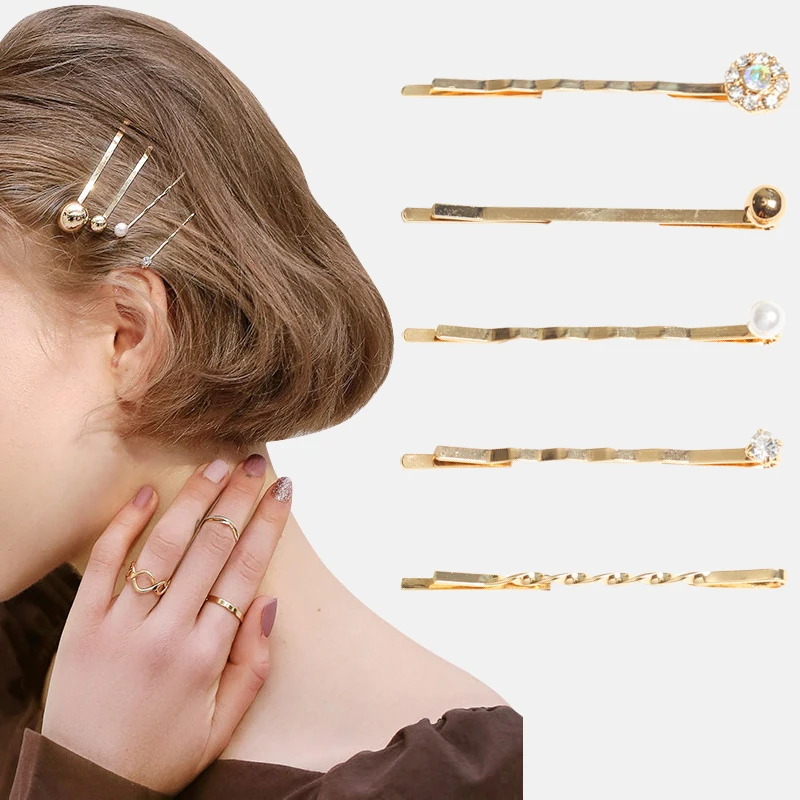 

Ins hair accessories for women Petite Pearl Flower Circle Gem Head Clip diademas para mujer Women Set Liu Hai Clip 2193