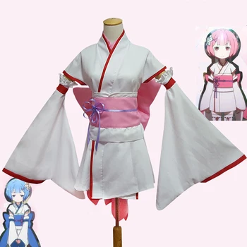 

Japanese Anime Rem Ram Kimono Cosplay Comic Costume Re: Life In A Different World From Zero Performance Halloween Party Costumes